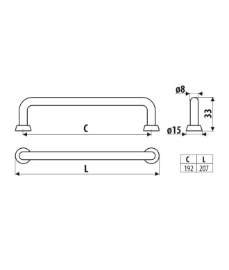 Uchwyt US18, czarny super mat, 192mm