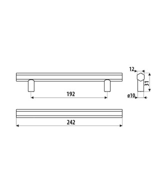 Reling RE33, czarny super mat, 192mm