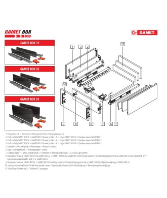 Szuflada GAMET BOX-31, niska, antracyt, 300mm