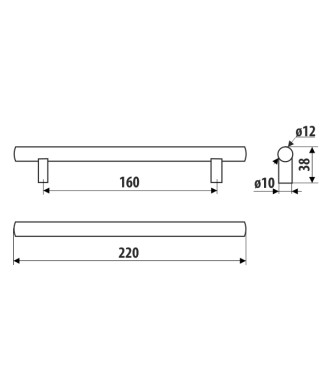 Reling RE29, czarny super mat, 160mm