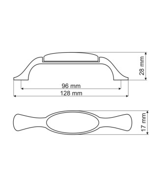 Uchwyt UP19, nikiel patynowany, porcelana WHT-16, 96mm