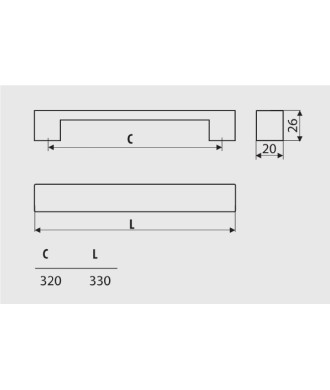 Uchwyt UA59, czarny super mat, 320mm