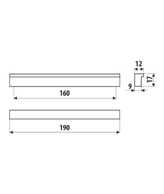 Uchwyt UA02, czarny super mat, 160mm