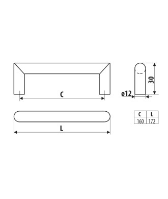 Uchwyt UU69, inox, 160mm