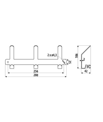 Wieszak WS20, czarny strukturalny, 280mm