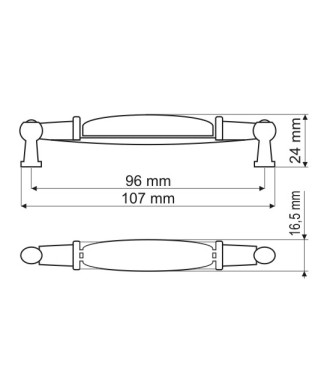 Uchwyt UP21, złoty antyczny, porcelana MLK-1, 96mm