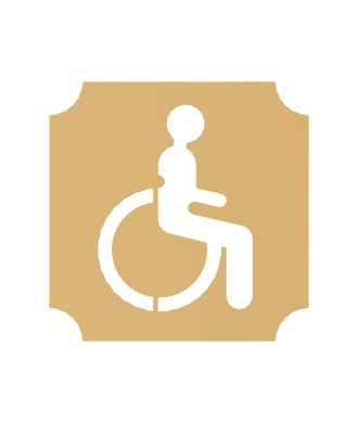 Tabliczka WC niepełnosprawni, złoty satynowy, 70mm