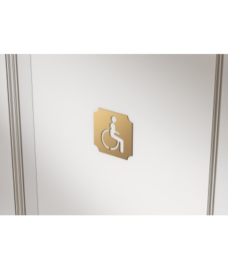 Tabliczka WC niepełnosprawni, złoty satynowy, 70mm