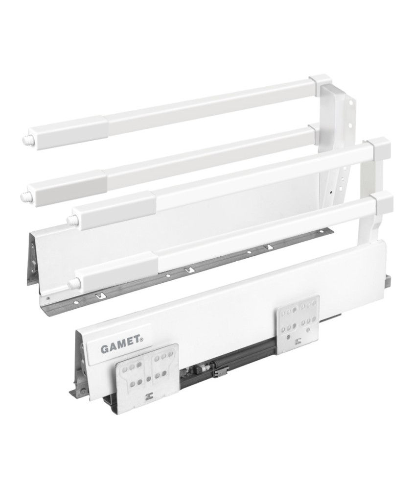 Szuflada GAMET BOX-23, wysoka, biała, 550mm, relingi kwadratowe