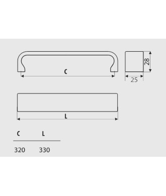 Uchwyt UU50, biały mat, 320mm