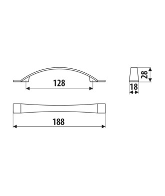 Uchwyt UN35, chrom połysk, 128mm