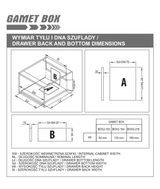 Szuflada GAMET BOX2, niska, antracyt, 450mm