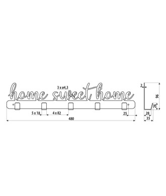 Wieszak WS15, HOME SWEET HOME 2, czarny strukturalny