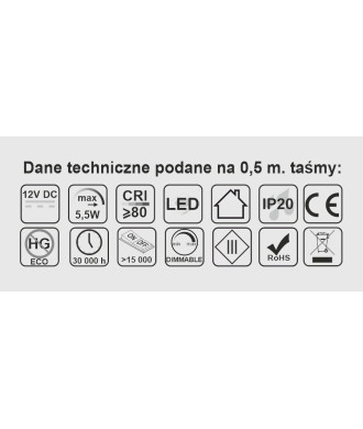 Taśma Premium 60 LED/m typ 2835 IP20, rolka 5m, barwa biała ciepła