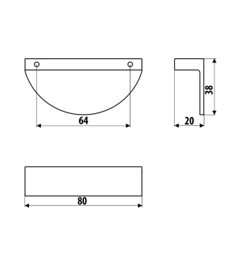 Uchwyt UA134, czarny super mat, 64mm