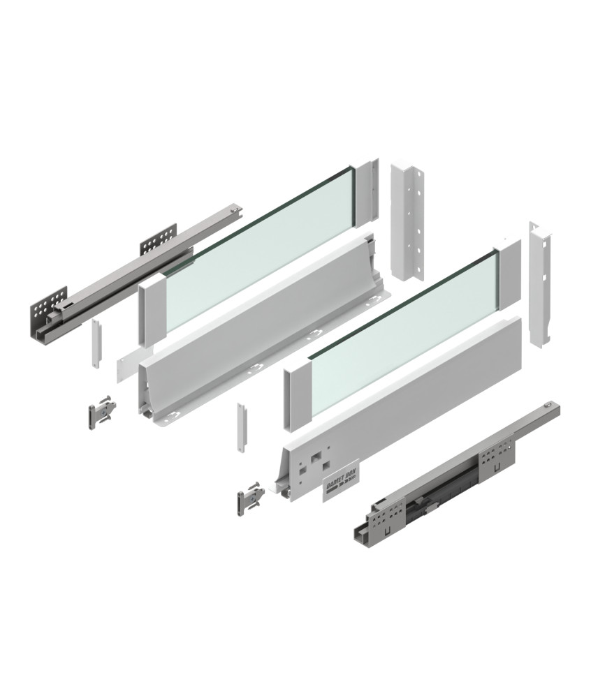 Szuflada GAMET BOX2, szklany panel, wysoka, biała, 500mm