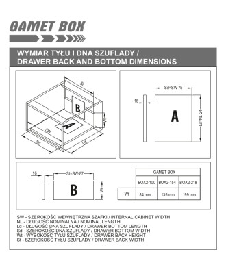 Szuflada GAMET BOX2, niska, biała, 350mm