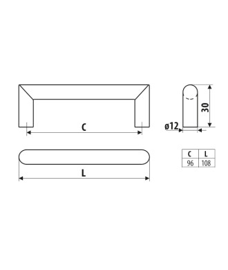 Uchwyt UU69, inox, 96mm