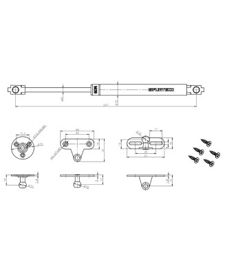 Podnośnik gazowy PG1, 244mm, 120N