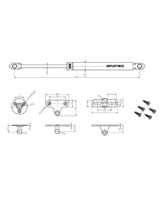 Podnośnik gazowy PG1, 244mm, 50N