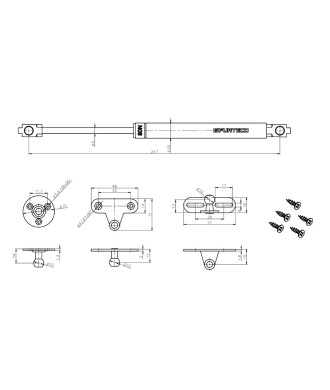 Podnośnik gazowy PG1, 244mm, 80N
