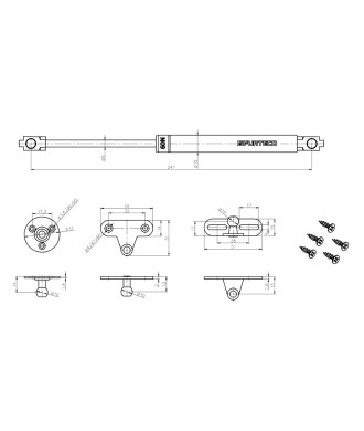 Podnośnik gazowy barkowy PG2, 244mm, 60N