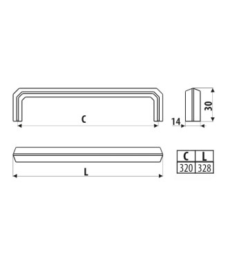 Uchwyt UU56, Soft Touch - lawendowy, 320mm