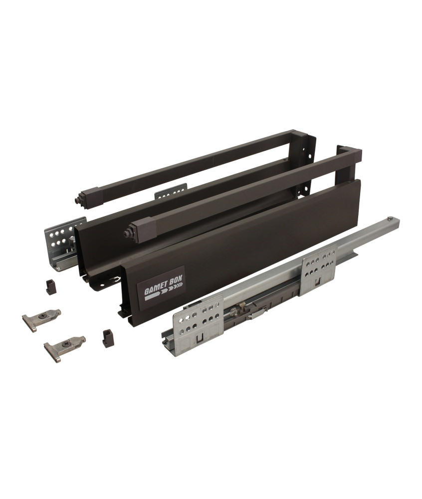 Szuflada GAMET BOX2, reling kwadrat, średnia, antracyt, 550mm
