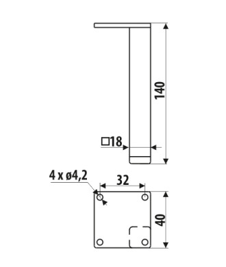 Nóżka NS45, złoty satynowy, 140mm