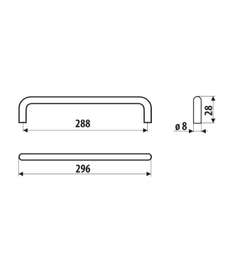Uchwyt US10, czarny mat, 288mm