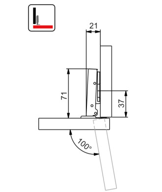 Zawias meblowy 35mm ZP01, nakładany, drewnowkręt