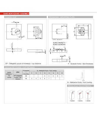 Zawias meblowy 35mm ZP01, nakładany, drewnowkręt