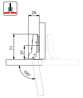 Zawias meblowy 35mm ZP02, bliźniaczy, drewnowkręt