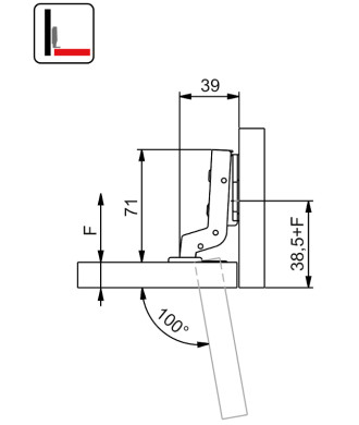 Zawias meblowy 35mm ZP02, wpuszczany, drewnowkręt