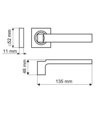 Klamka DH02, Versa, szyld kwadratowy, chrom satynowy