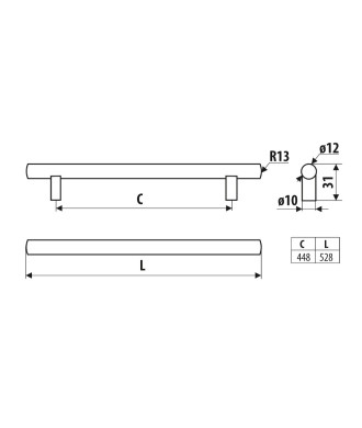 Reling RE10, chrom satynowy, 448mm