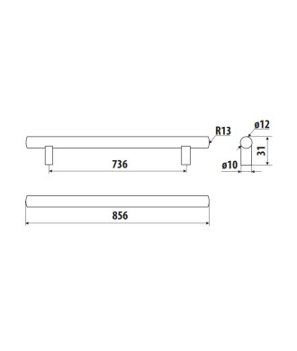 Reling RE10, chrom satynowy, 736mm