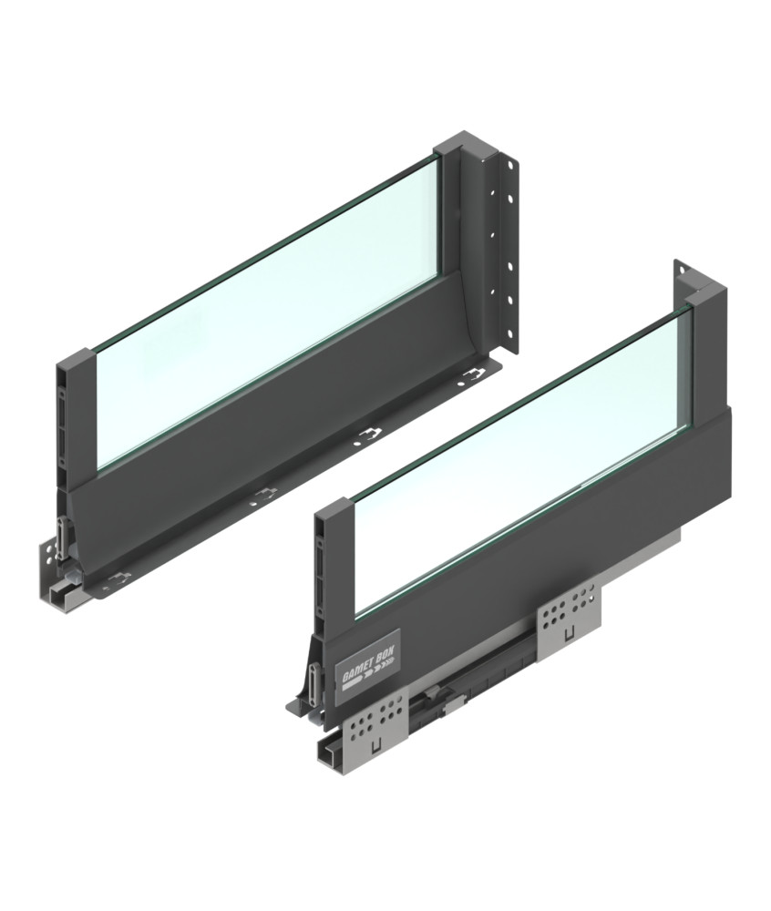 Szuflada GAMET BOX2, szklany panel, wysoka, antracyt, 550mm