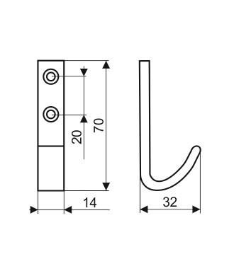 Wieszak WA01, naturalne aluminium