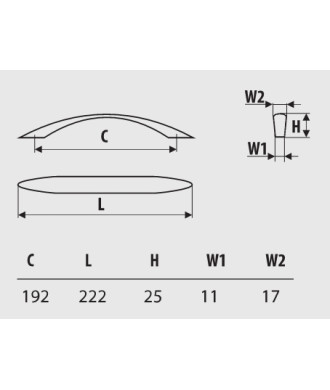 Uchwyt US26, nikiel satynowy, 192mm