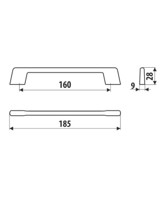 Uchwyt UU55, efekt stali szlachetnej, 160mm