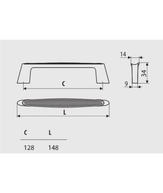 Uchwyt UU51, czarny mat, 128mm