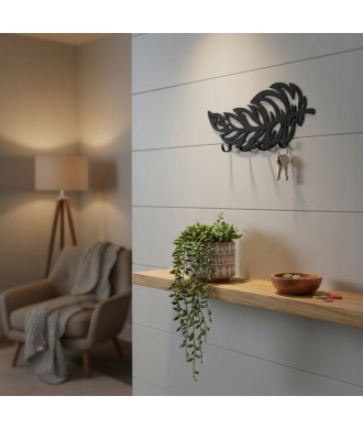 WIESZAK na klucze LIŚĆ Metalowy Uchwyt Ścienny LOFT Dekoracja Przedpokój